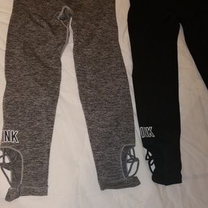 VS Pink Ultimate Legging Capri 2 pairs SZ Large L